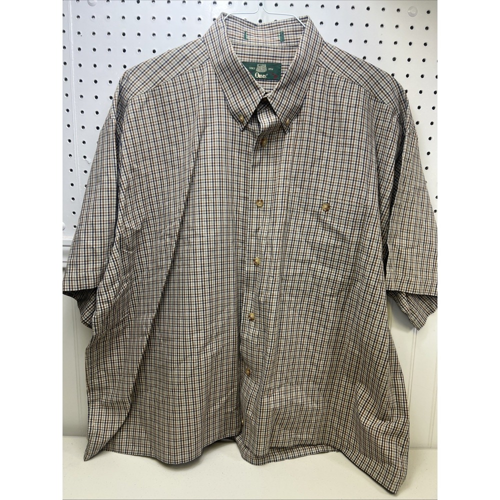 Orvis Men's Button Down Short Sleeve Pocket Multicolored Check Shirt‎ XXL
